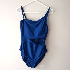 NEW Bleu Rod Beattie Convertible One-piece One Shoulder Blue Swimsuit, Size 10